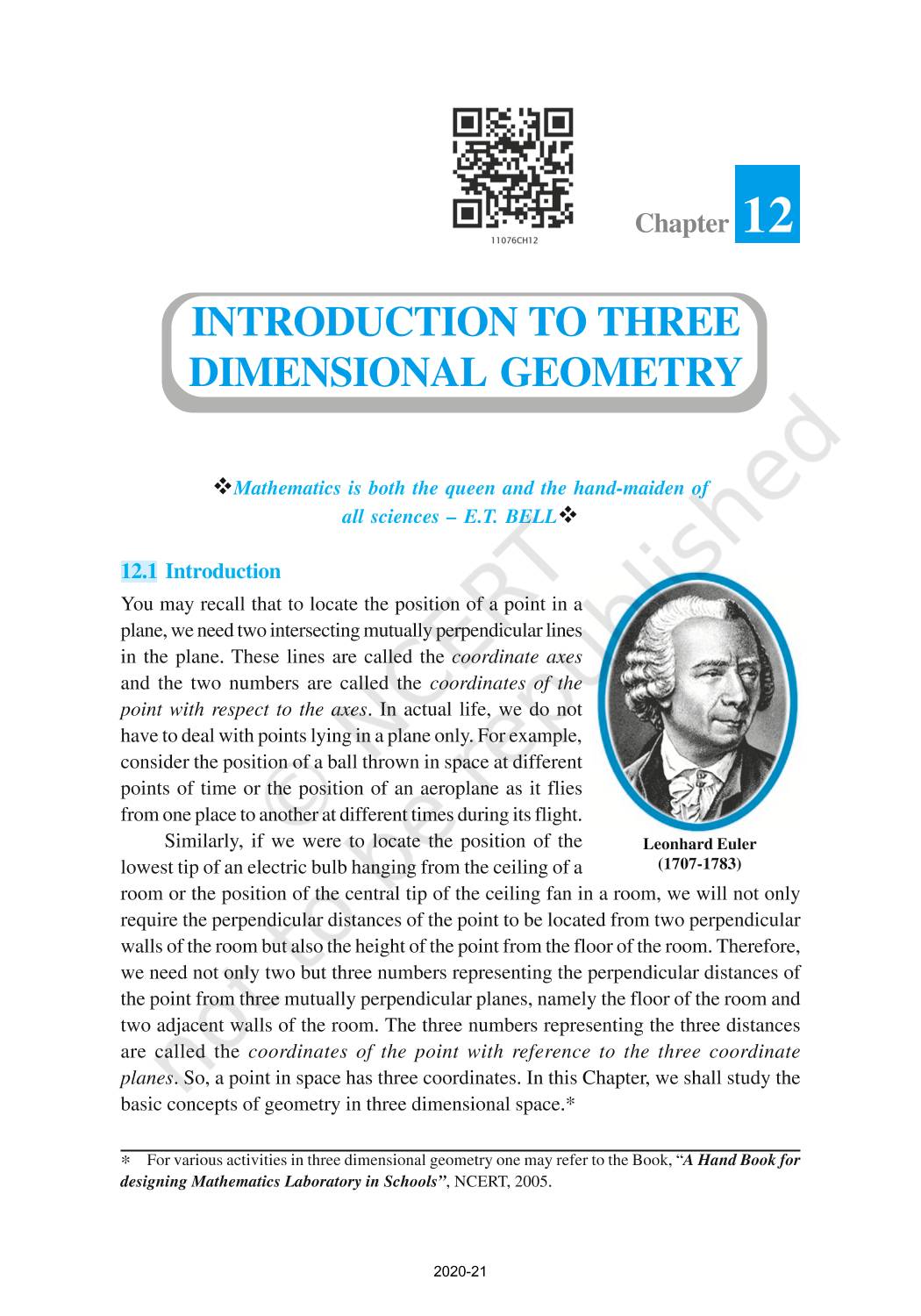 Introduction To Three Dimensional Geometry - NCERT Book Of Class 11 ...